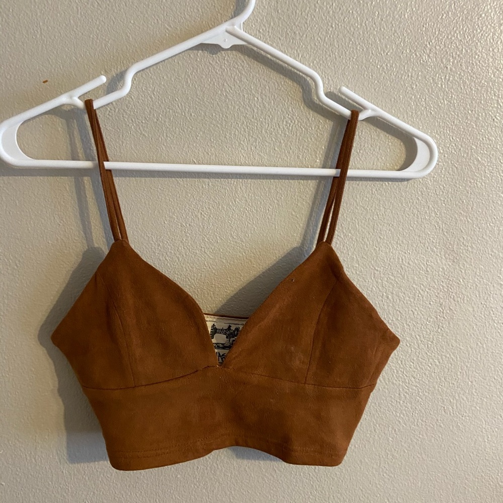 Brown suede bralette/crop top